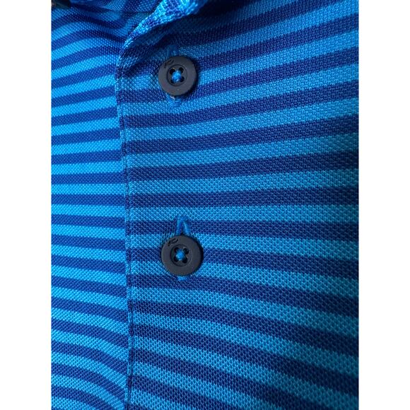 KJUS Polo Golf Shirt Medium Blue Striped Short Sleeve UPF30+ L / 52 - Picture 3 of 12